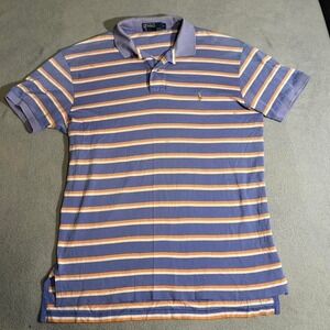Vintage Ralph Lauren striped polo‎ shirt in blue and orange